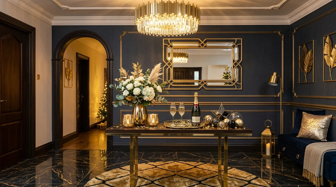 Create one central table moment instead of decorating everywhere inspiration for a New Year celebration setting.